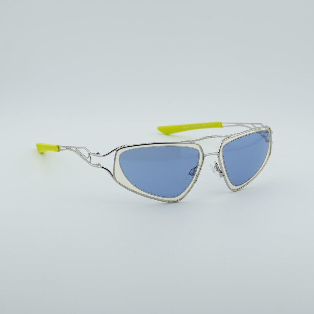 NIKE VEIL EV24048 041 Sunglasses Silver Geometric Frame, Blue Lenses
